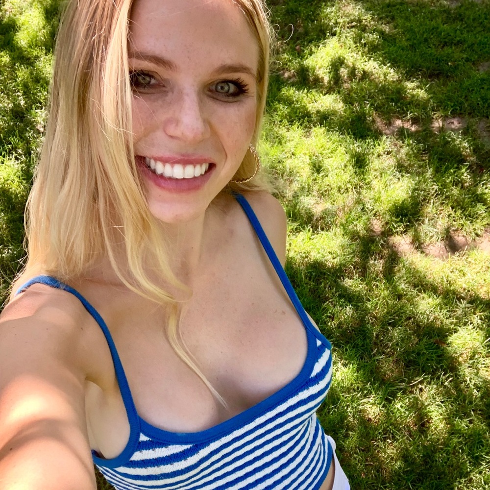 Blue and white stripe crop top